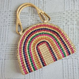 Rainbow Straw Bag Beach Boho Pride Vibes